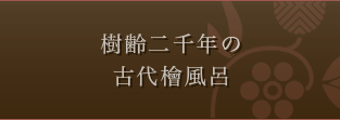 樹齢二千年の古代檜風呂